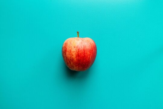 piros alma kék háttéren