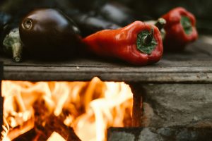 tűzön zöldség, paprika, padlizsán