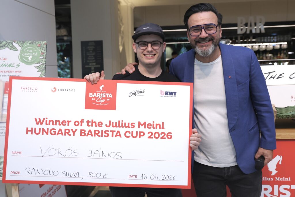 Julius Meinl barista bajnokság magyar győztese és Gianni Annoni
